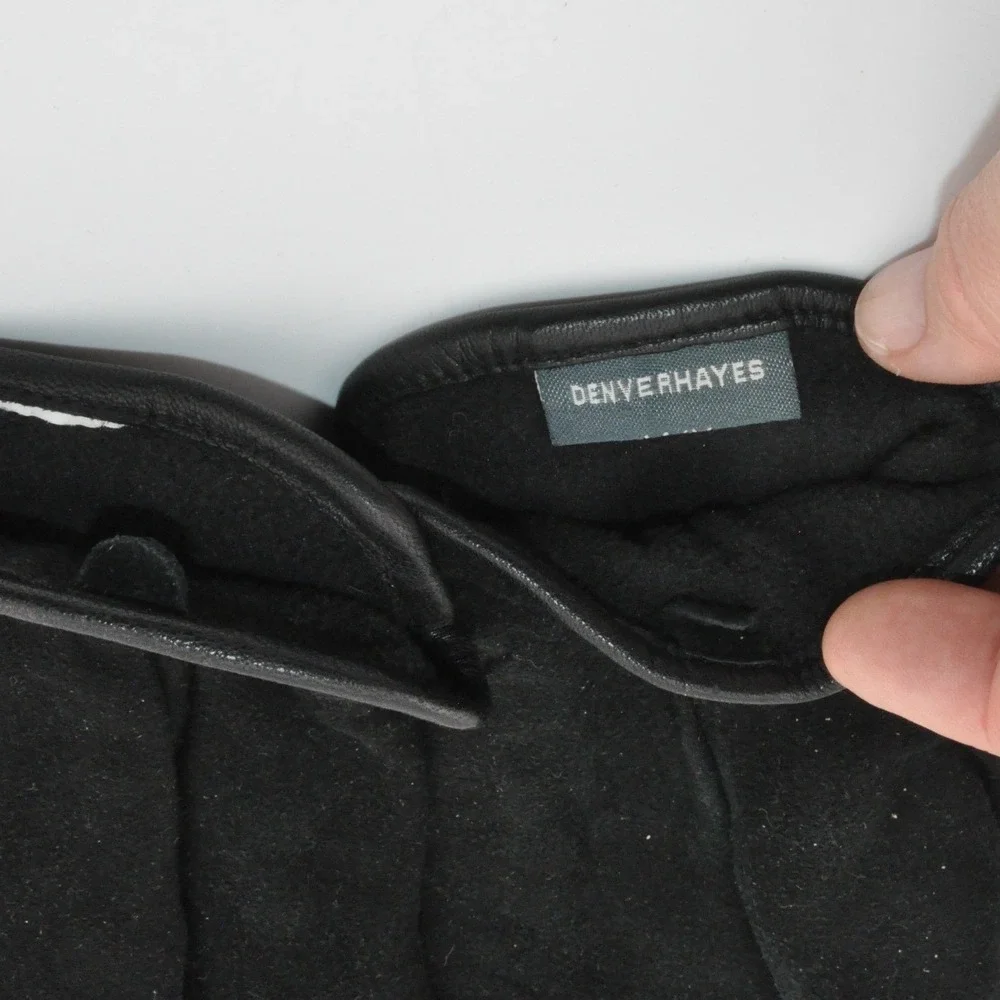 Denver Hayes Gloves Medium Black Excellent Fleece Lined Suede Like Toggle‎ Trim